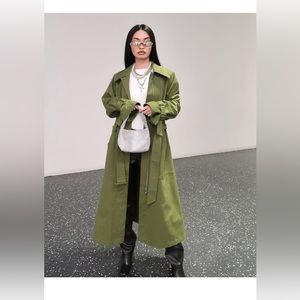 The Drop Women's Avocado Green Layered Trench M
